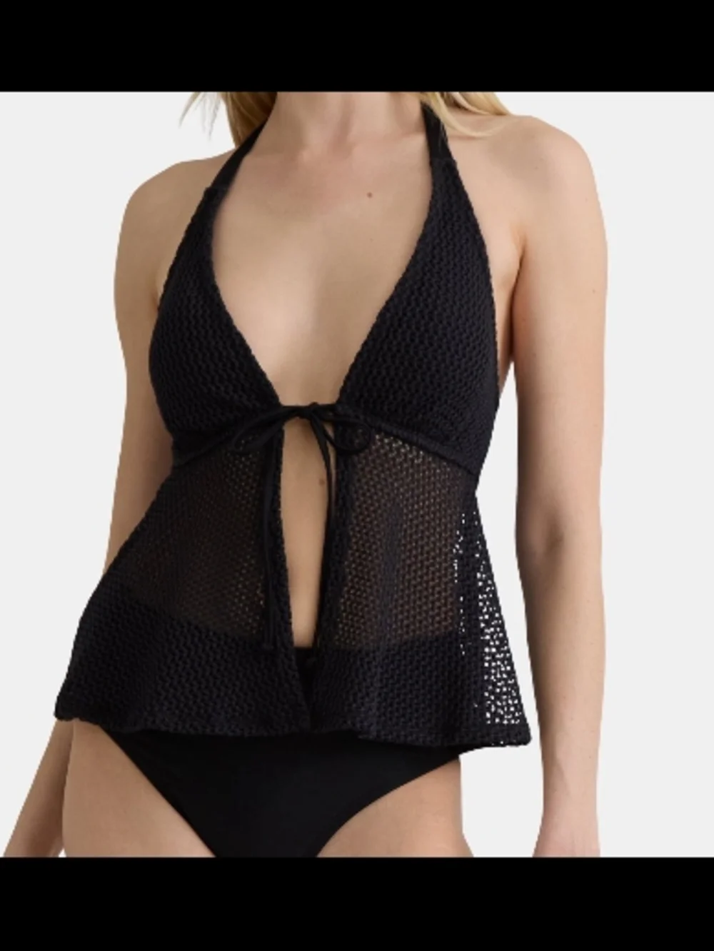 Time and Tru Women's Plus Tankini Top Black 3X (24W - 26W) - Picture 2 of 7
